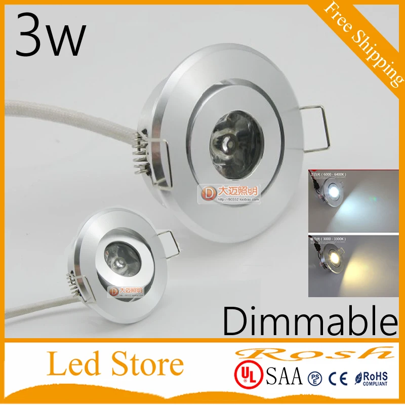 New mini 3w Dimmable Led Ceiling downlight led fixture spotlight lamp 110-240v Warm White 3000K + Drivers CRI85 CE&ampROHS SAA | Лампы и