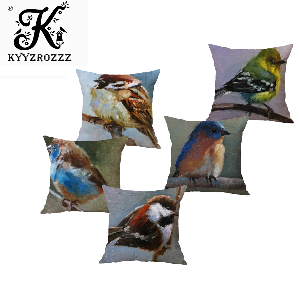 

Ink Painting Bird One Side Printing Home Decor Sofa Car Seat Decorative Cushion Cover Pillow Case Capa Almofada