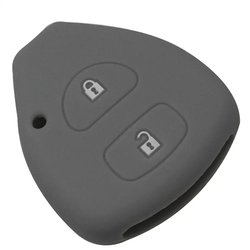 gray 2 кнопки силиконовый чехол для ключей чехол для TOYOTA Corolla Hilux Vitz Rav4 Aqua Camry - Цвет: gray