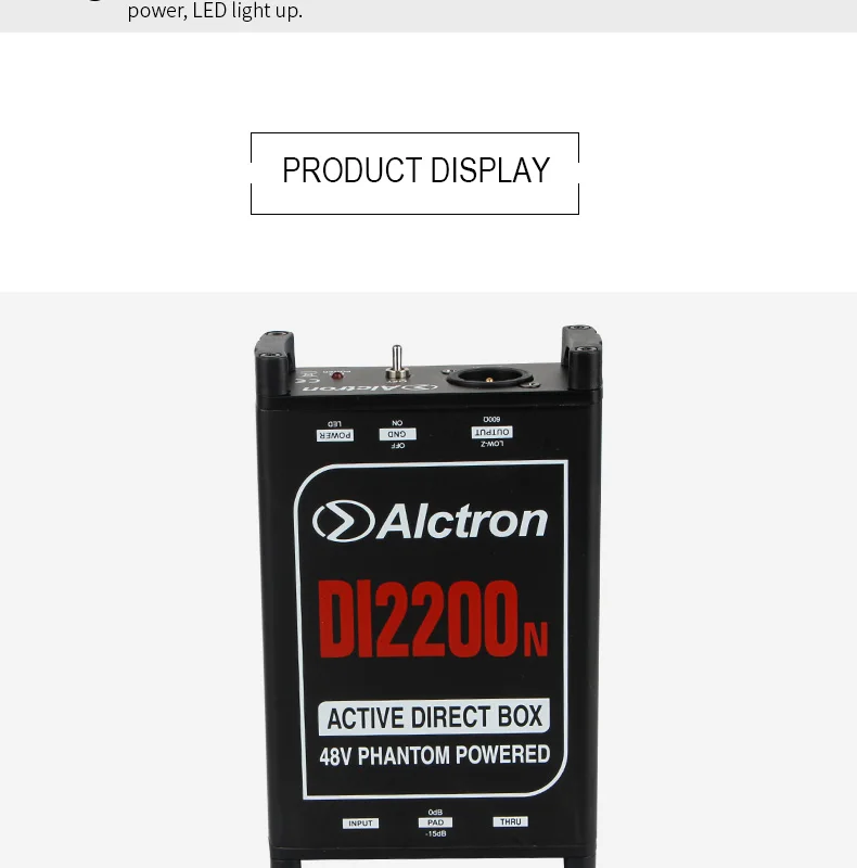 Alctron DI2200N высокопроизводительный 48V phantom питание активных DI коробка предназначена для инструмент с высокий уровень выходного сигнала