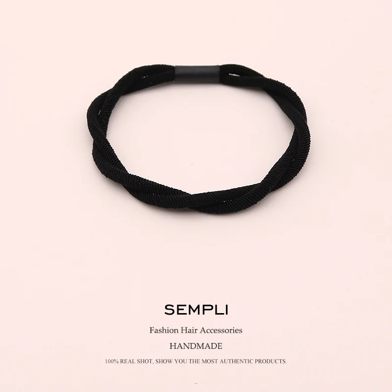 Sempli, Корейская Женская эластичная лента для волос, повязка на голову, двойная акция, эластичные резинки для волос для детей, резинка для волос, заколка для волос, аксессуары