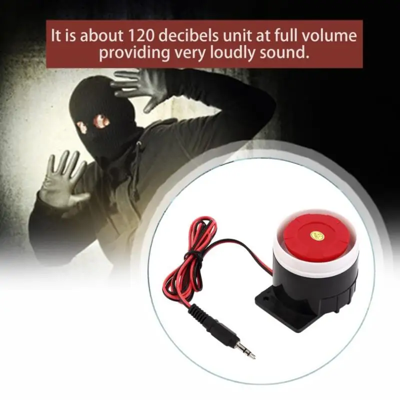 Newest Ear Piercing Indoor Wired Siren Mini Horn Siren Home Security Sound Alarm System 120dB Durable 12V Wholesale