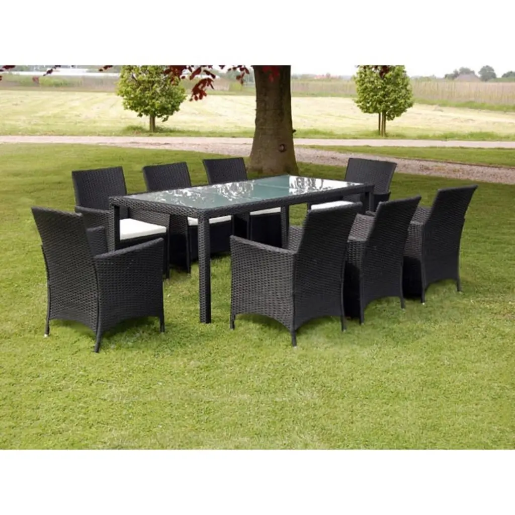 VidaXL черный поли набор садовой мебели из ротанга 1 Таблица 8 стулья|1 tables|garden furniture