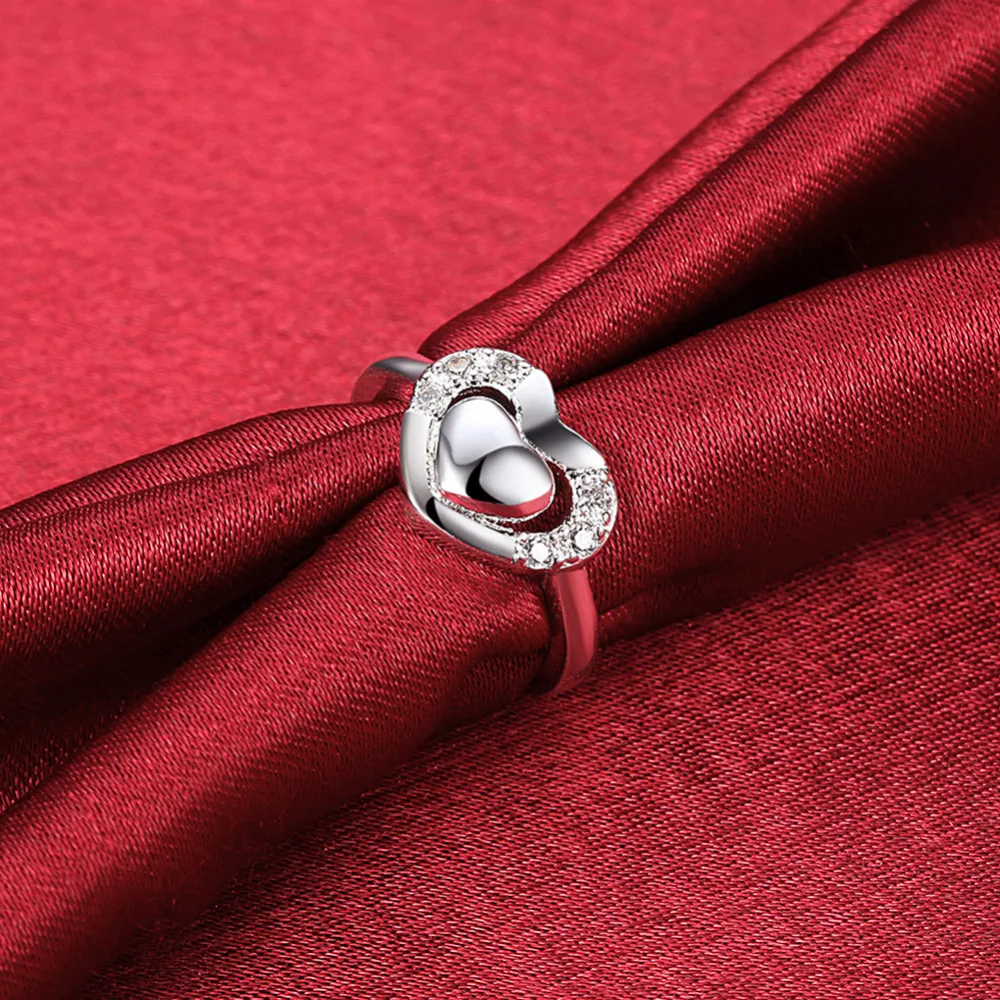 Женские свадебные кольцо серебро Цвет Jewelry Обручение Юбилей со стразами для