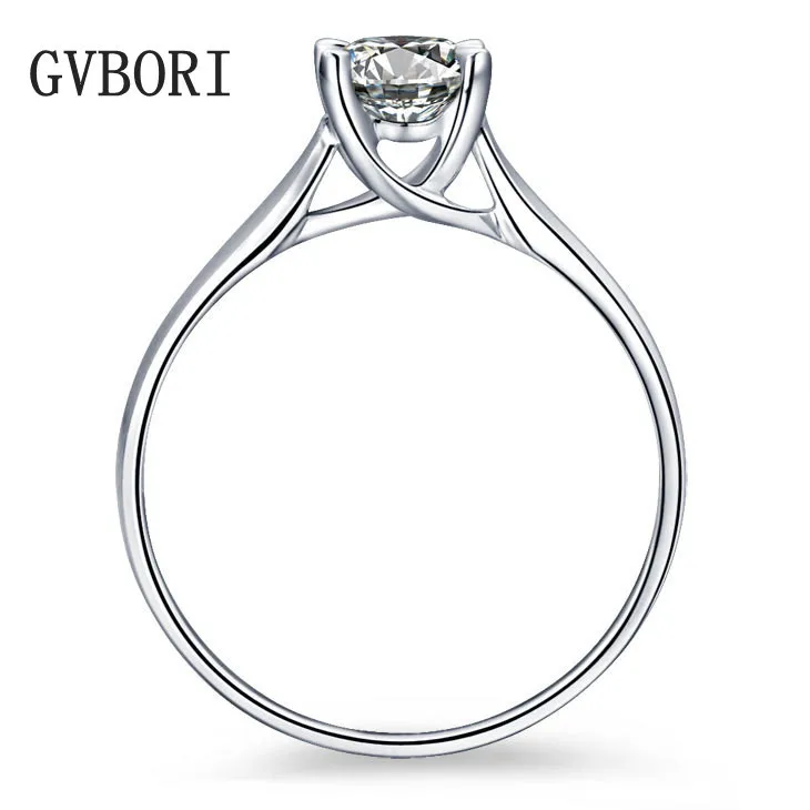 GVBORI 14K желтое золото 0.1CT бриллиантовое кольцо для женщин