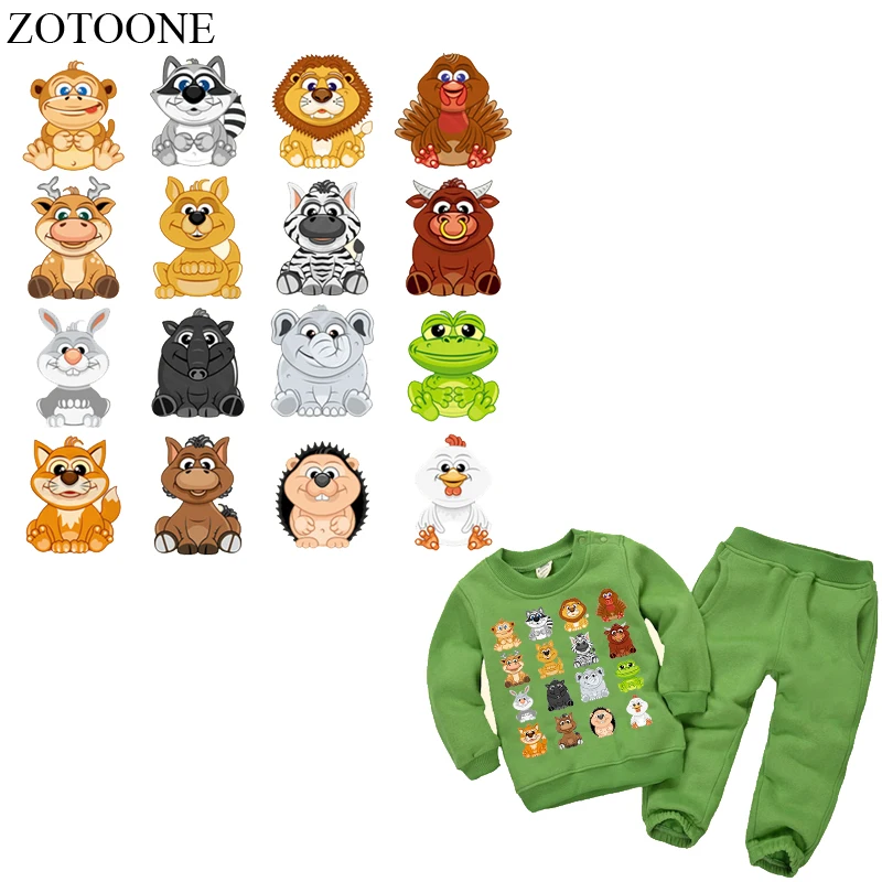 16 шт. термонаклейки для одежды ZOTOONE с изображением мультяшных животных|Заплатки| |
