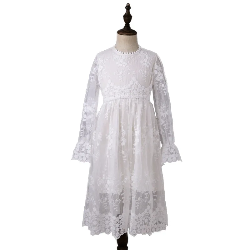 Lace Girls Dress 2020 Spring Autumn Girl Princess Wedding Party Frocks Kids Maxi Teenage Elegant Long Sleeve vestidos | Детская одежда