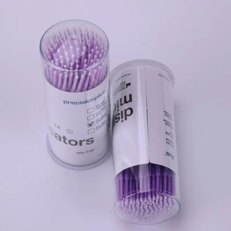 100pcs Purple 100 шт./упак. одноразовые кисти для макияжа лица удаление ресниц инструменты, щетка микрощетки наращивание ресниц Инструмент чистый ватный тампон - Цвет: 100pcs Purple