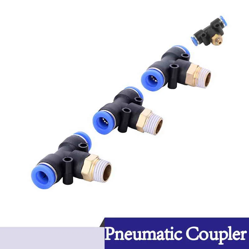 

Воздушный соединитель фитинга Т-образной формы тройник 6 мм 8 мм 10 мм 12 мм 4 мм шланг трубы до 1/8 "1/4" M5 3/8 "1/2" BSPT мужской поток пневматический муф...
