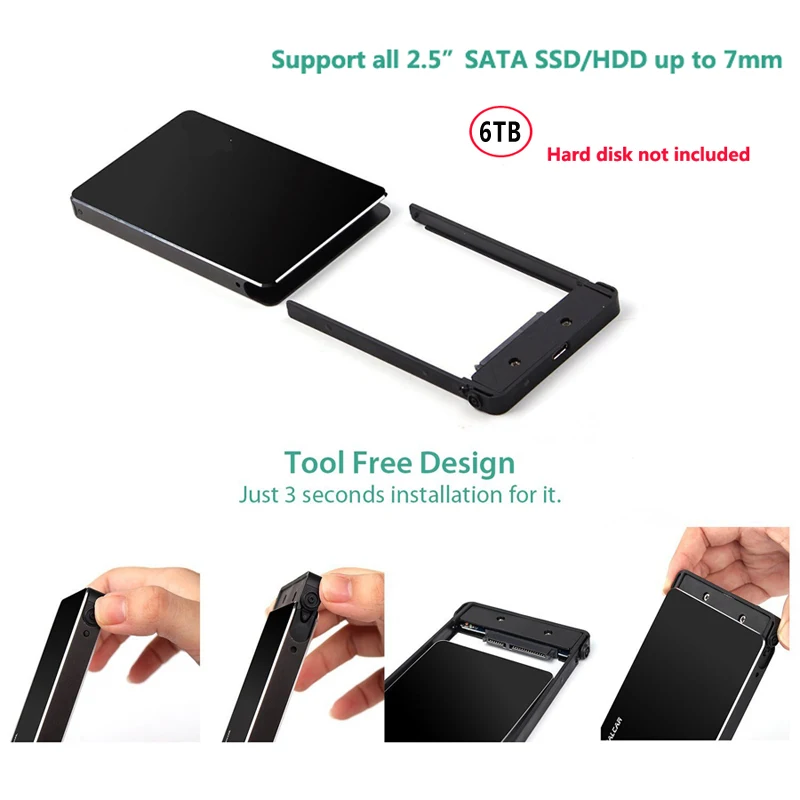 Безвинтовой usb 3.1 Gen2 Type C 2 5 дюйма внешний SSD/HDD флэш чехол с картой 10 Гбит/с для