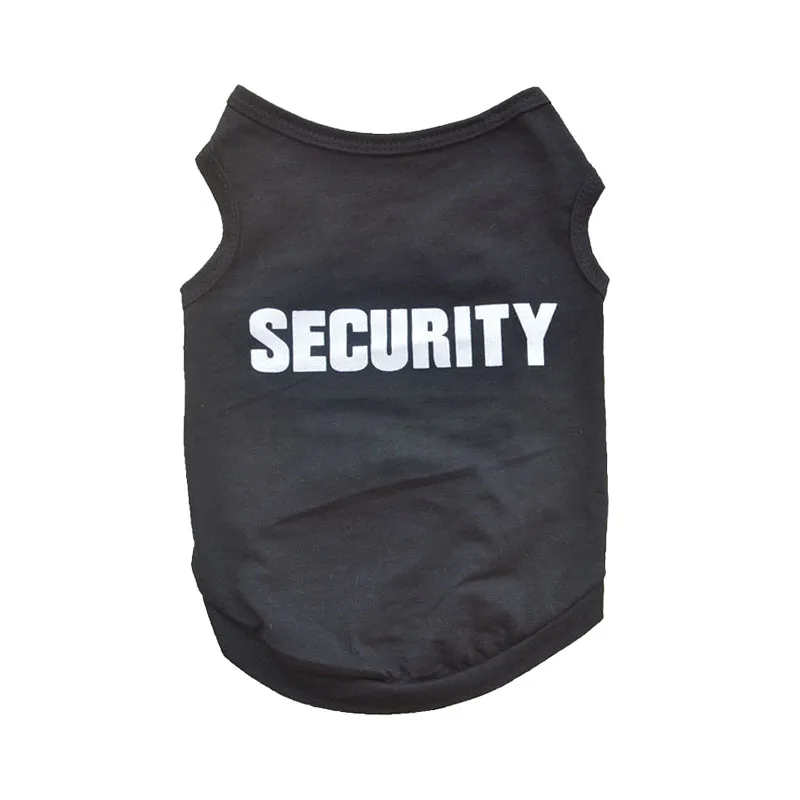 Black Security XS-L одежда для маленьких собак, летняя футболка для кошек и щенков, дышащая футболка для собак, одежда с принтом, футболка для собак, жилет для кошек и Мопсов - Цвет: Black Security