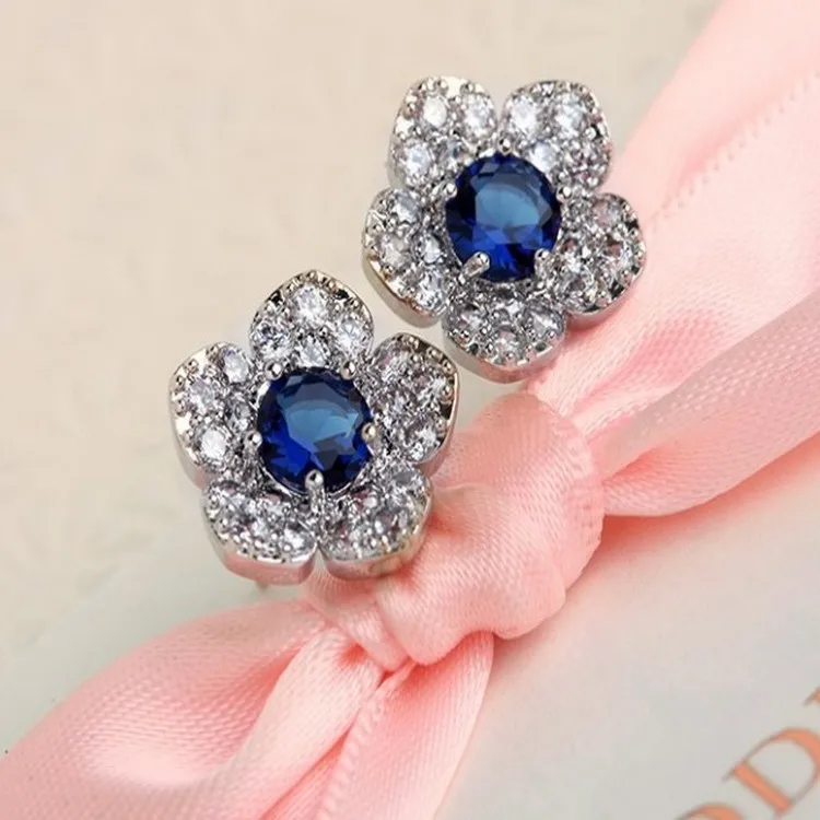 Женские серьги гвоздики с синими кристаллами диаметр 12 мм|stud earrings|stud earrings for womenleaf