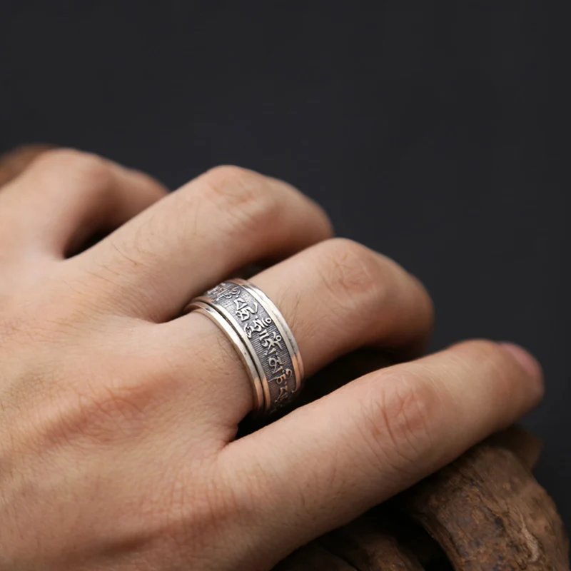 Мужское кольцо из серебра 100% пробы в этническом стиле