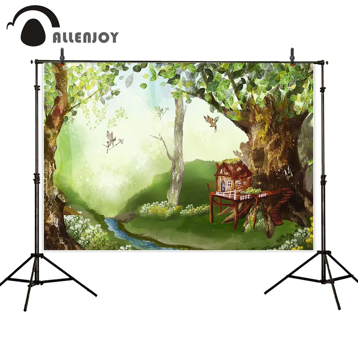 

Allenjoy фон для фотосъемки Весенний лес эльф фея дерево дом цветок фон для детской фотостудии Фотофон реквизит