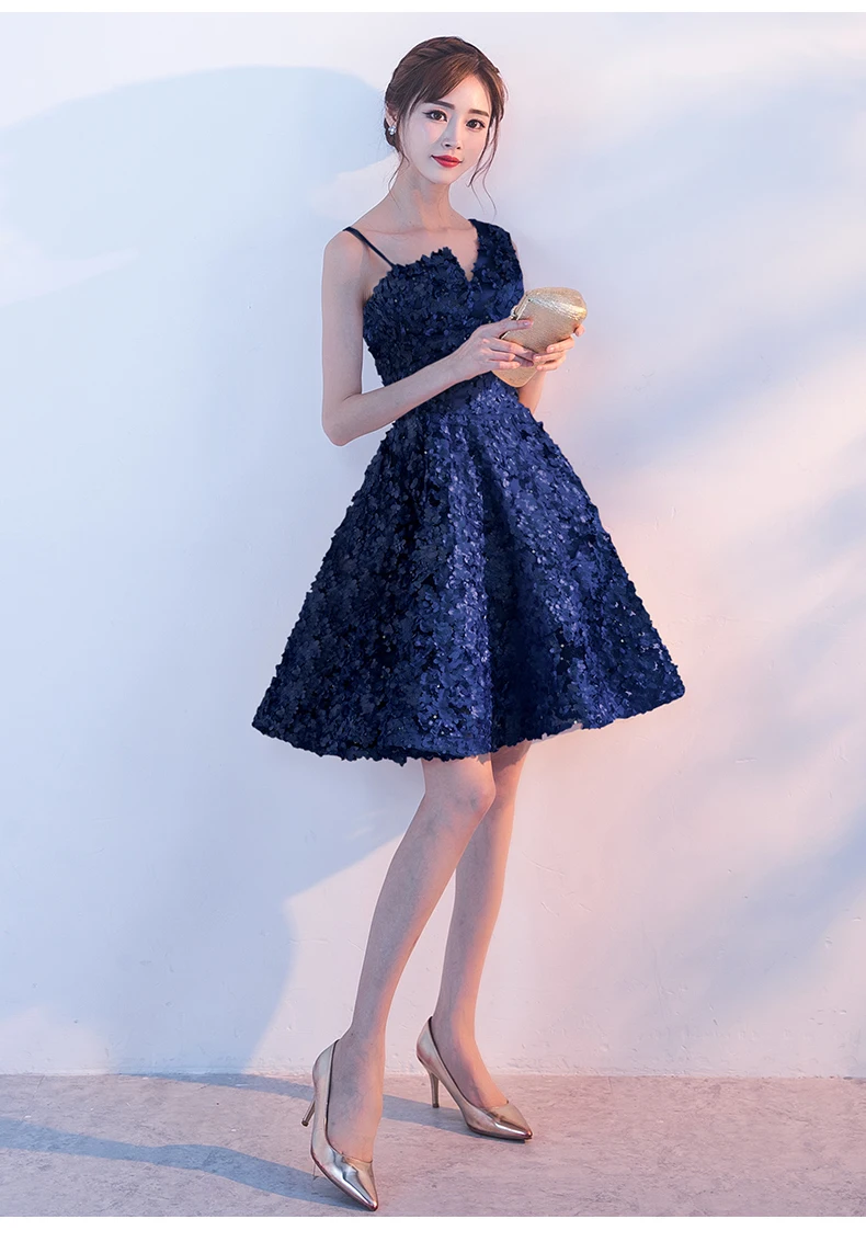 Robe de soiree темно-синее кружевное ТРАПЕЦИЕВИДНОЕ ПЛАТЬЕ с открытой спинкой без рукавов вечернее платье vestido de festa платье для выпускного вечера платья для дня рождения
