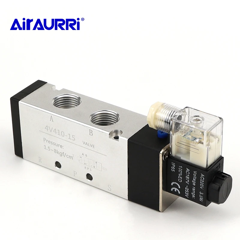 

DC24V/DC12V/AC24V/AC36V/AC220V/AC380V with Fittings 5 port 2 position Solenoid Valve 4V410-15 good quality