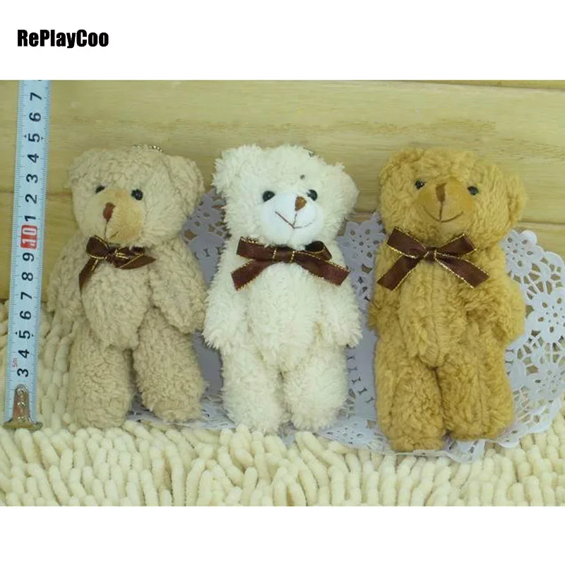 

5 PCS/LOT Mini Teddy Bear Stuffed Plush Toys 12cm Small Bear Stuffed Toys pelucia Pendant Kids Birthday Gift Party Decor 011
