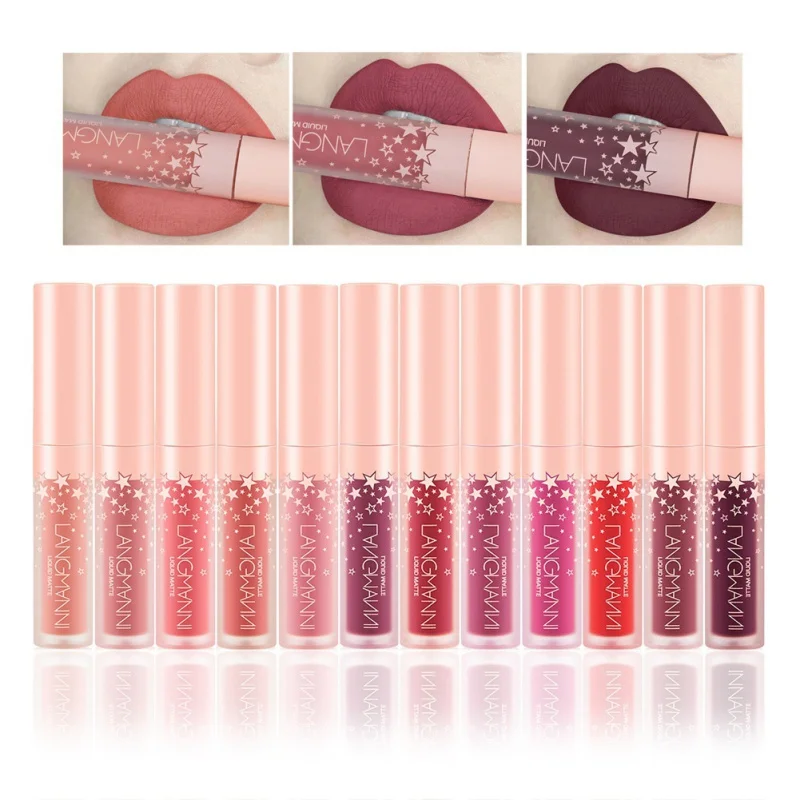

Matte Non-stick Cup Lip Gloss Long-Lasting Waterproof Sexy Red Lipstick Frosted Velvet Liquid Lipstick Makeup Recommend