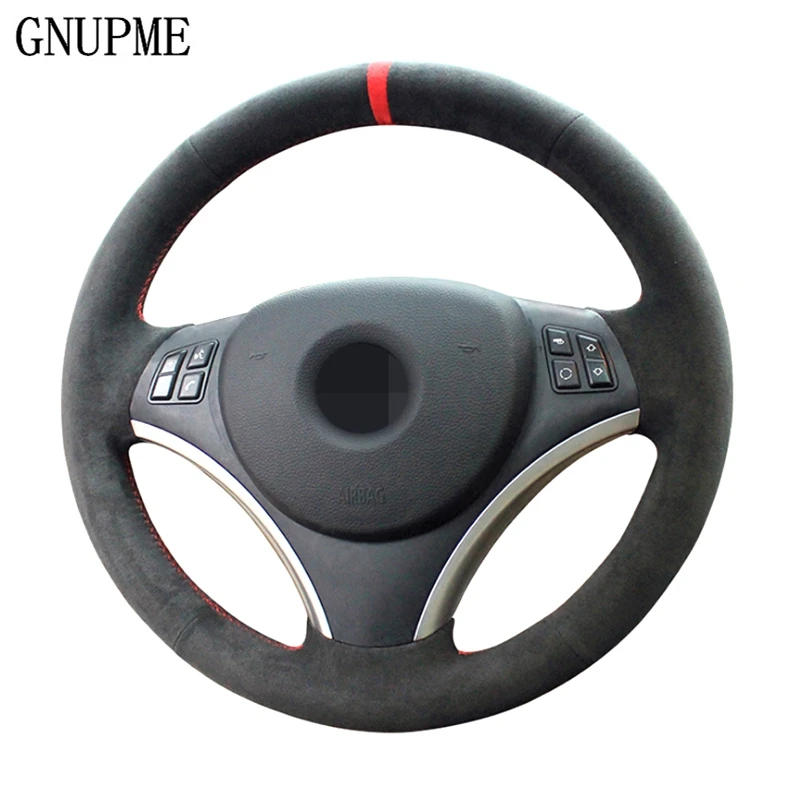 

GNUPME Black DIY Hand-Stitched Suede Steering Wheel Cover for BMW E90 325i 330i 335i Car Interior accessories