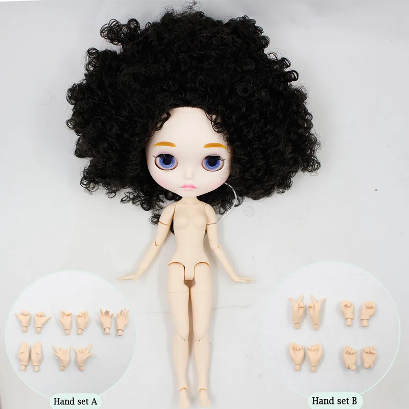 ICY Nude Blyth кукла для серии No. BL9103 черные афро волосы резные губы матовое лицо шарнир тело 1/6bjd - Цвет: like the picture