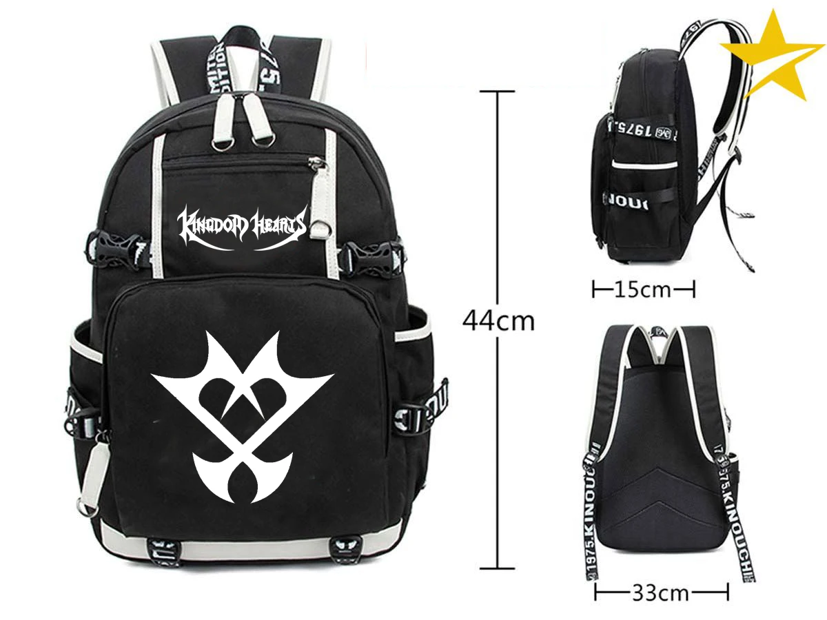 Giancomics Kingdom Hearts черный брезентовый ранец с usb портом для зарядки и наушников модный кожаный рюкзак Otaku