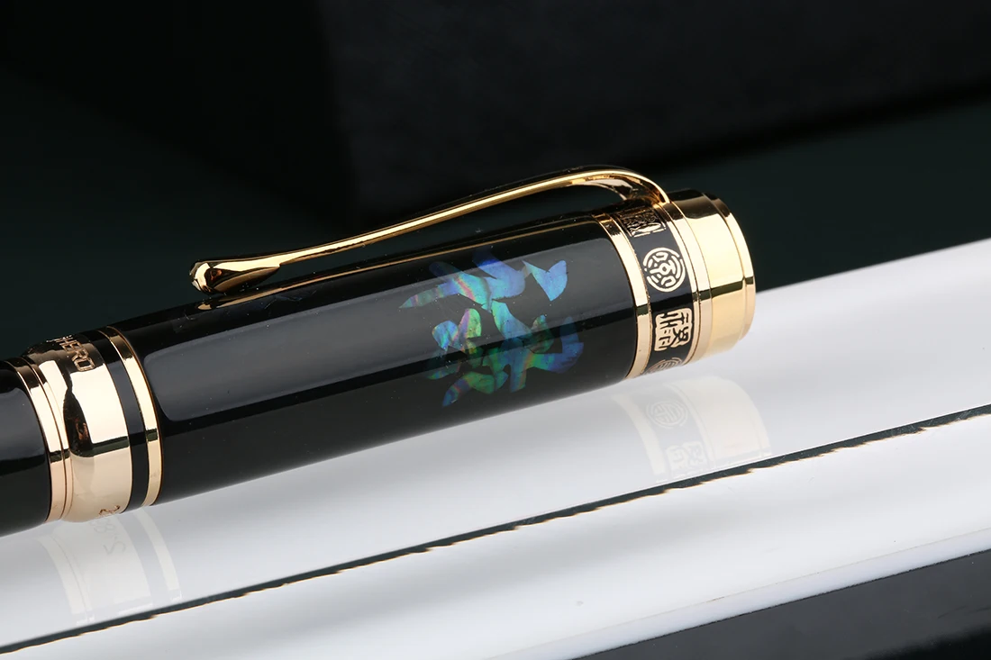 HERO 18K Золотая коллекция авторучка Ограниченная серия красивый Олень металл и морская раковина гравировка тонкий перо 0,5 мм ручка и подарочная коробка