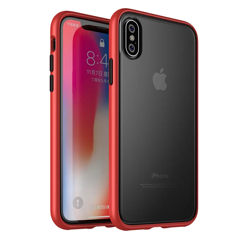 Для iPhone XS XR чехол Magic Shadow IPAKY XS MAX чехол с цветными кнопками TPU PC Гибридный противоударный чехол для iPhone 8 7 6 6s Plus чехол - Цвет: Red Colored