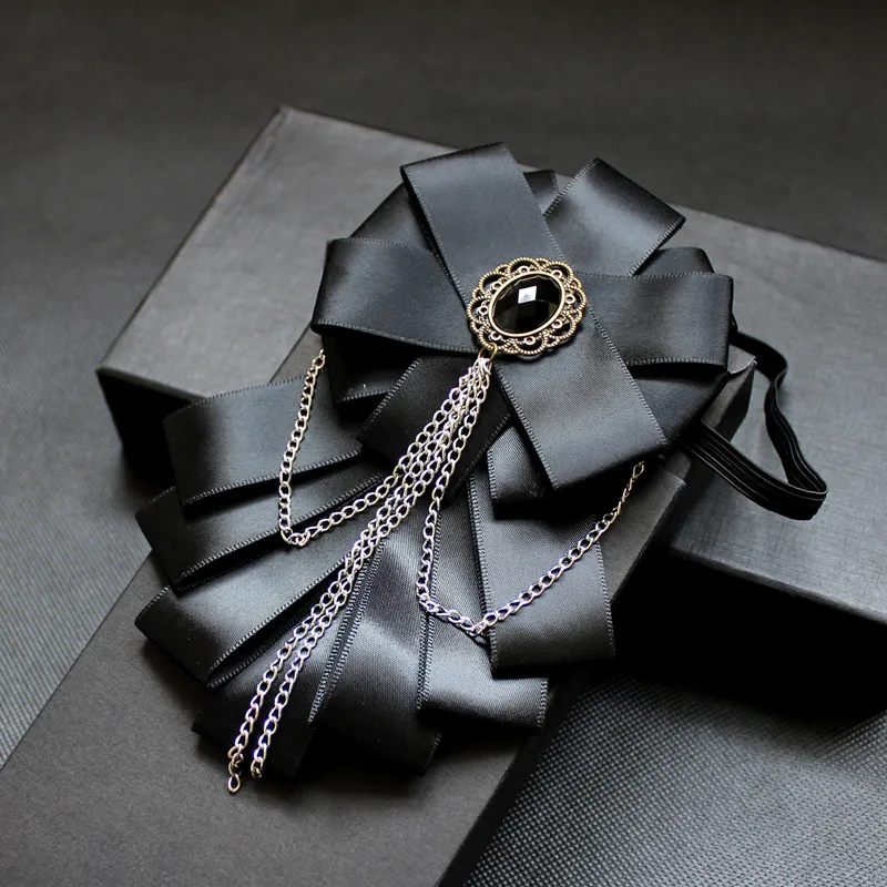 Мужской галстук бабочка с черными бриллиантами британский самодельный для