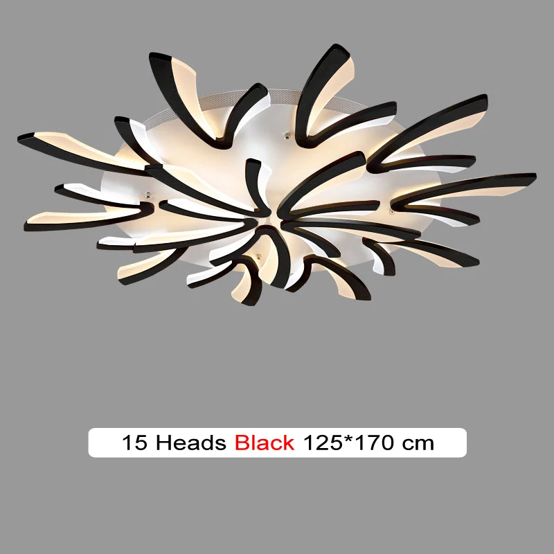 15 heads black Распродажа, блестящие акриловые современные светодиодные потолочные лампы для гостиной, спальни, столовой, лампы для домашнего освещения, светильники - Цвет абажура: 15 heads black