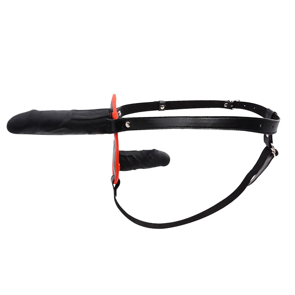 Силиконовый двойной фаллоимитатор с ремешком на прибор для анального секса