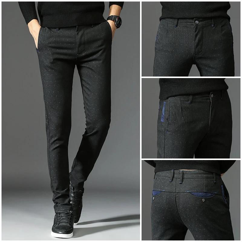 Drizzte мужчины s Slack костюм брюки повседневные Слаксы Slim Fit платье брюки для мужчин черный бизнес