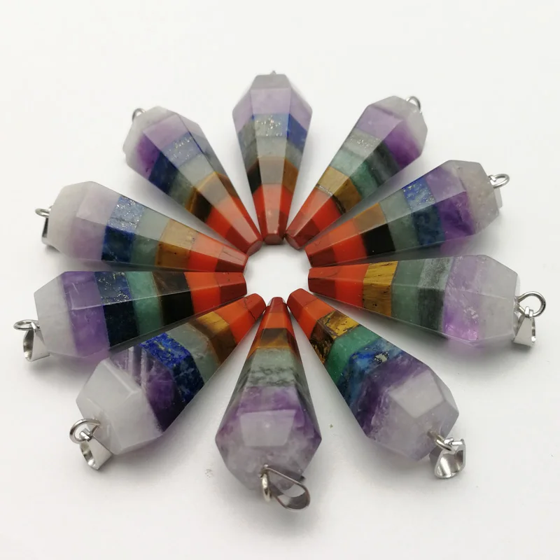 

Модная лечебная подвеска-кристалл Reiki chakra, ожерелье с подвеской из натурального камня, разноцветный камень, брелок для ювелирных изделий, 4 шт./лот