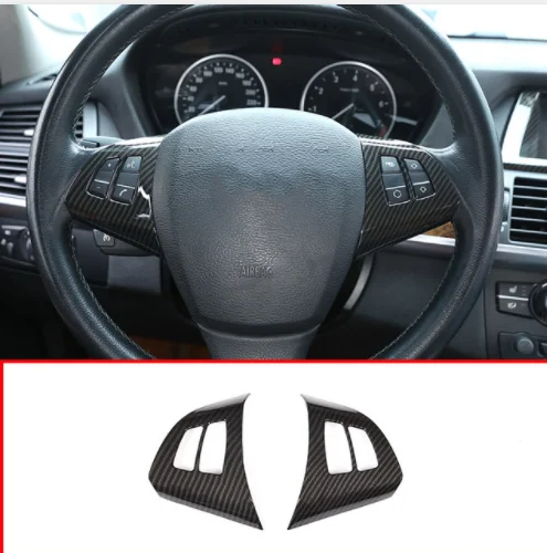 2 шт. углеродное волокно руль кнопка крышка декоративная рамка для BMW X5 E70 2008 2013