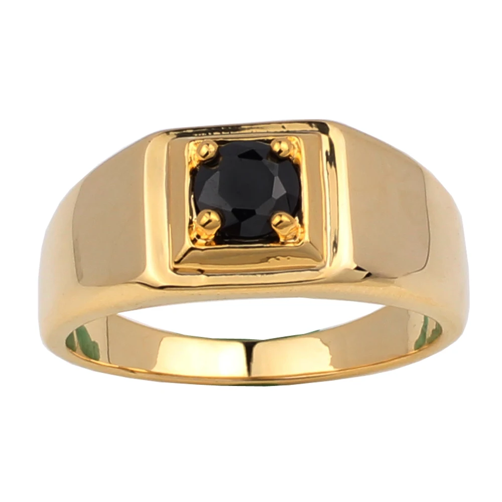 Кольцо мужское с круглым камнем 5 ММ золотого цвета R503|gold plated ring|ring forrings for men |