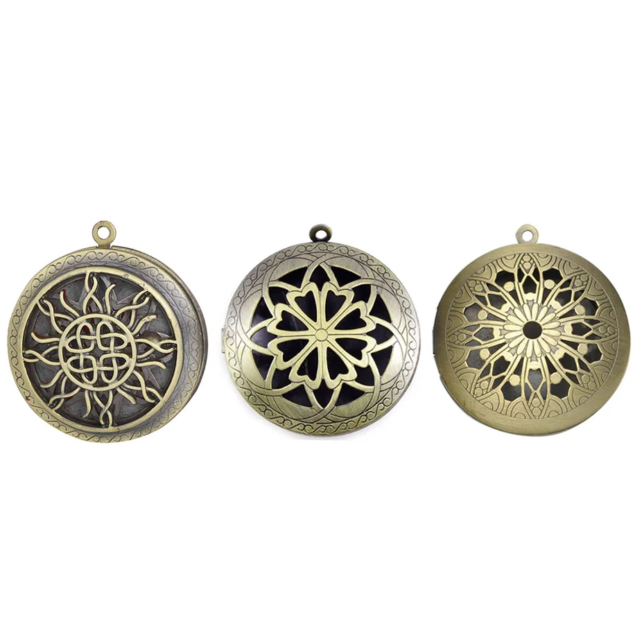 Антикварный винтажный Бронзовый полый медальон для ароматерапии кулон Кабошон