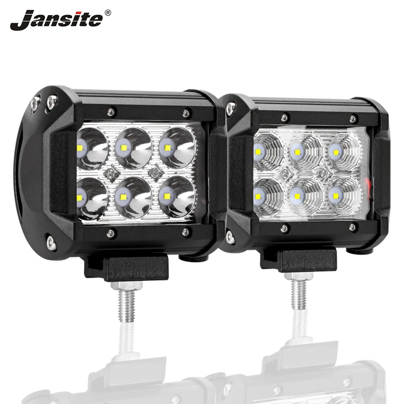 Jansite 4 inch 18W work light Flood Beam Spot Waterproof 2 Row engineering/special vehicle Boat Lighting Excavat | Автомобили и