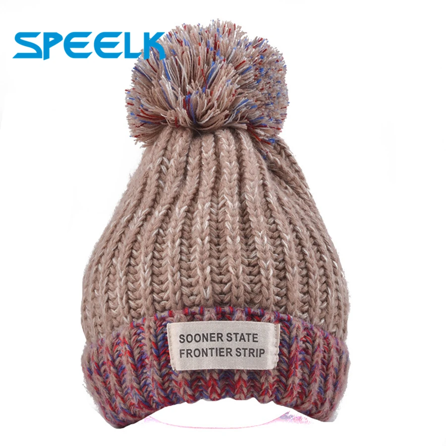 Корейская Зимняя шерстяная шапка с нашивками толстые теплые шапочки шапки