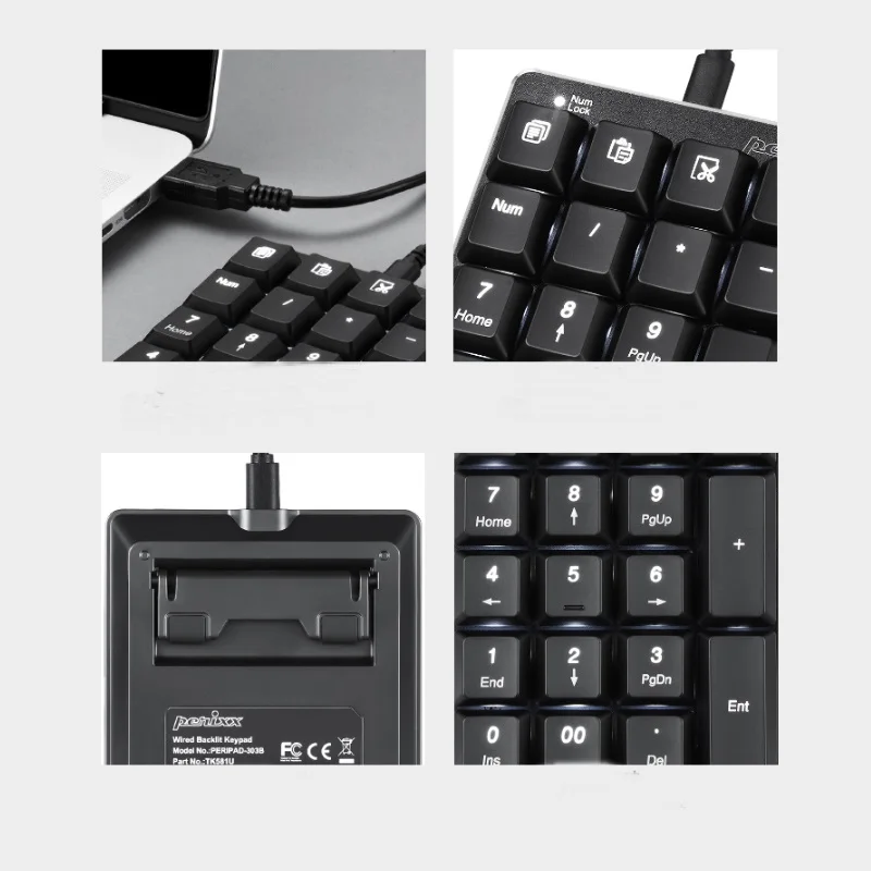 Perixx PERIPAD 303 с подсветкой USB Проводная 22 клавиша Механическая цифровая клавиатура
