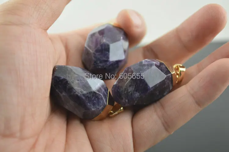 

Faceted Surface Natural Dark color Purple Quartz Stone Pendants