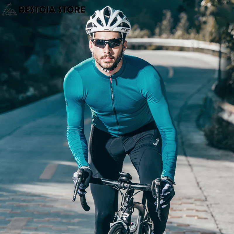 Santic осень-зима Pro майки для велоспорта MTB катания на горных велосипедах дышащая с