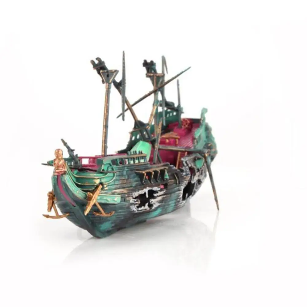 Утопленная лодка корабль разрушитель украшение для аквариума пещера