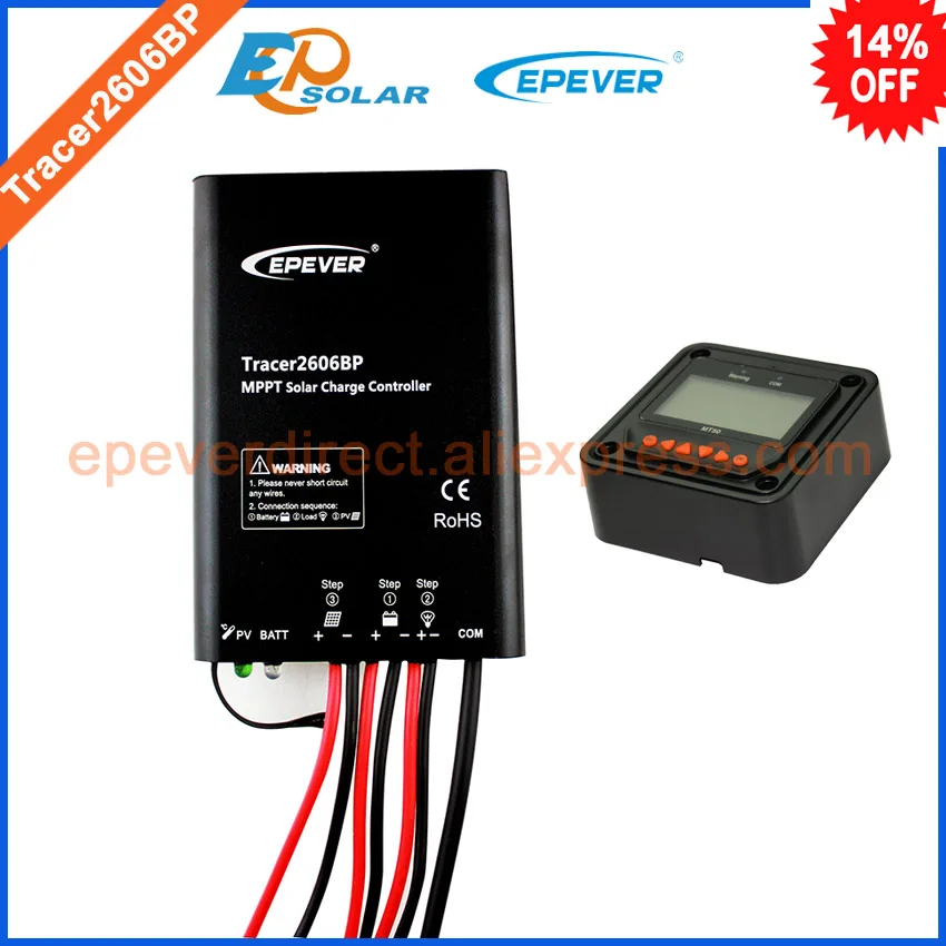 

Solar mppt charging contoller Tracer2606BP 12v 24v auto type Tracer2606BP EPEVER EPsolar MT50 remote meter 10A 10amp