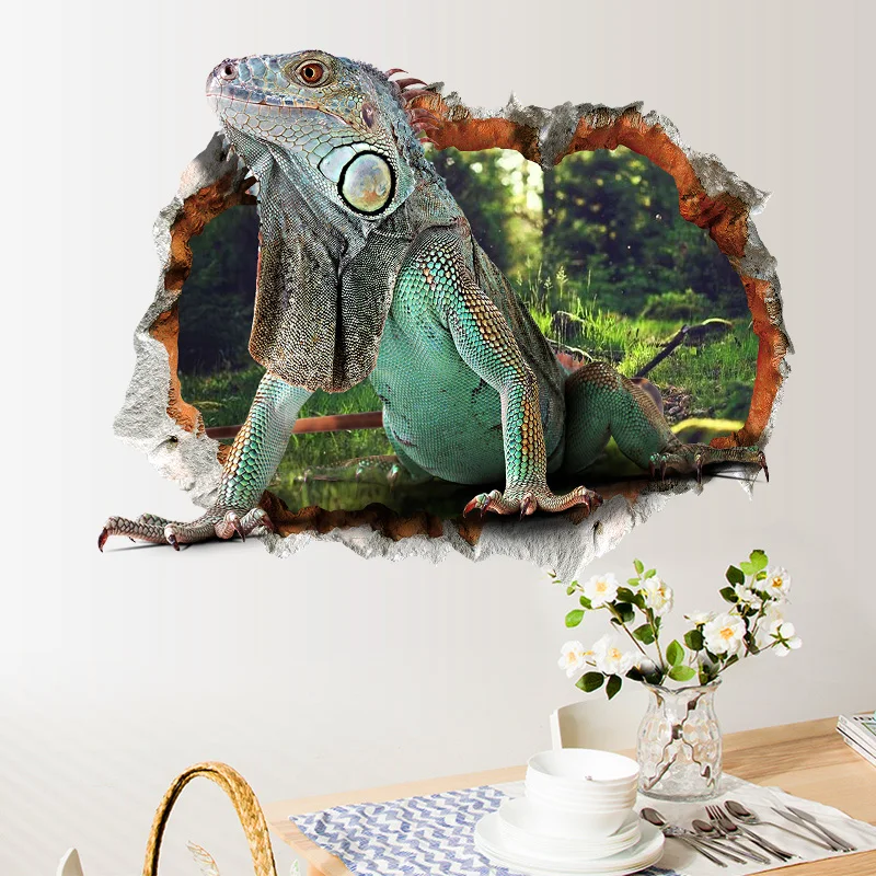 [Fundecoration] 3D наклейки на стену с изображением ящерицы фальшивого окна животных для
