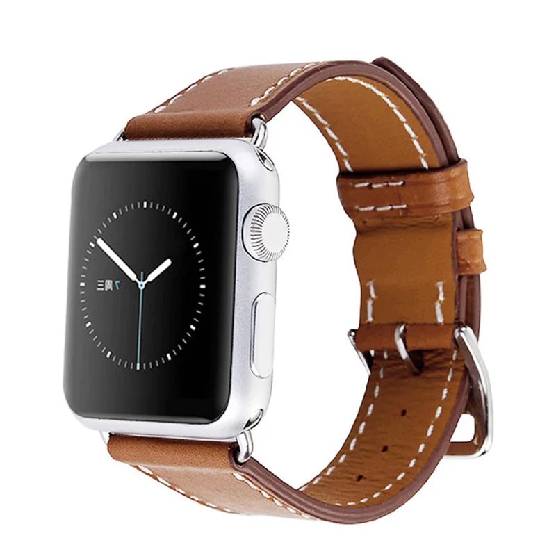 Ремешок из натуральной кожи для Apple Watch Band 44 мм 40 Double Tour 42 сменный кожаный браслет