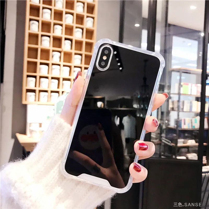 Luxury Clear Mirror Shockproof Phone Case for iPhone 7 8 6 S 6S Plus Hybrid Soft Silicone Plating Cover iphone X 7Plus |