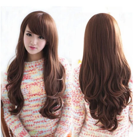 Женщины дамы Косплей Горячие Длинные Волнистые Волосы Полный Парик костюм Аниме