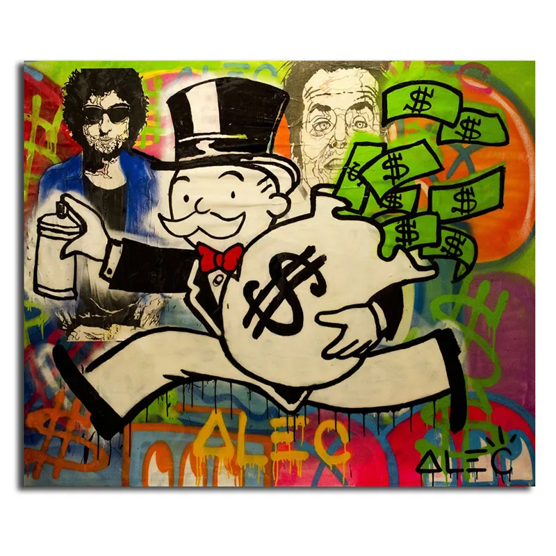 AM022 Алек Monopolyingly Wall Art Холст Картина уличный художник Скрудж макдак знак доллара статуя изображение для Гостиная Home Decor - Цвет: AM022