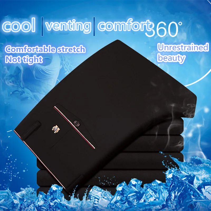 Новинка 2017 модные высококачественные эластичные мужские брюки прямые летние