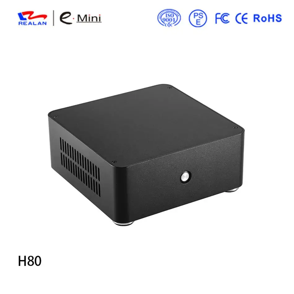 Realan H80 Mini ITX компьютерный чехол ПК с алюминиевым корпусом шасси для без источника питания - Цвет: Black Empty Case