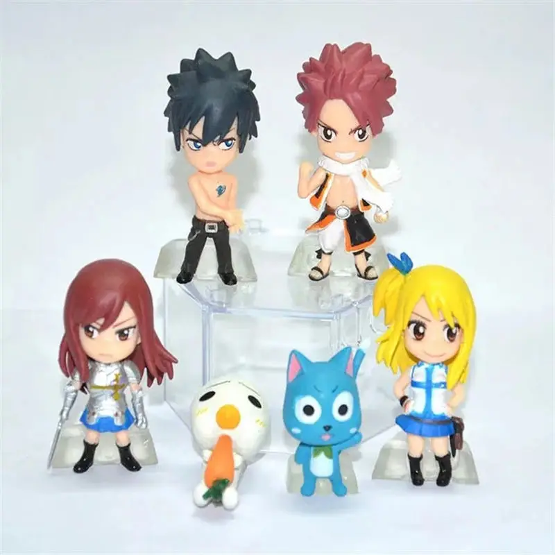 6 шт./компл. аниме Сказочный хвост Natsu Happy Lucy Gray Elza ПВХ фигурка модель игрушки